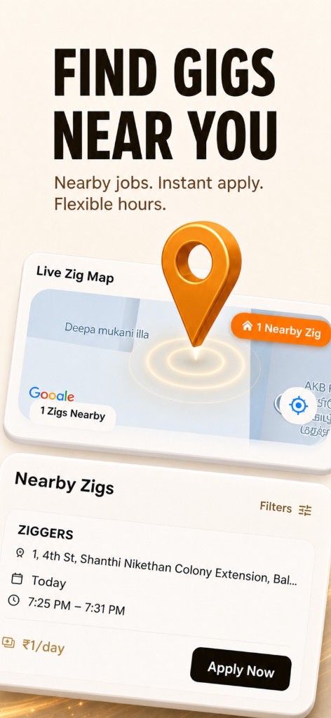 Ziggers On-Demand Gig Staffing App Interface - Hire Catering Workers, Drivers & Delivery Partners